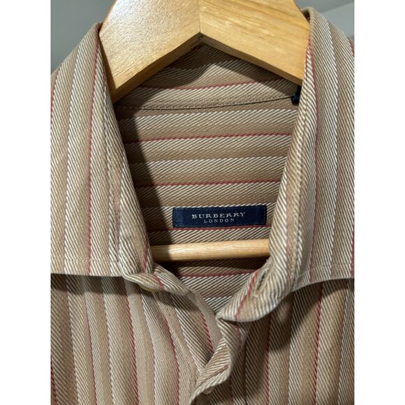Vintage Burberry London Classic Stripe Print Made in USA Long Sleeve Shirt Sz M - Picture 2 of 5